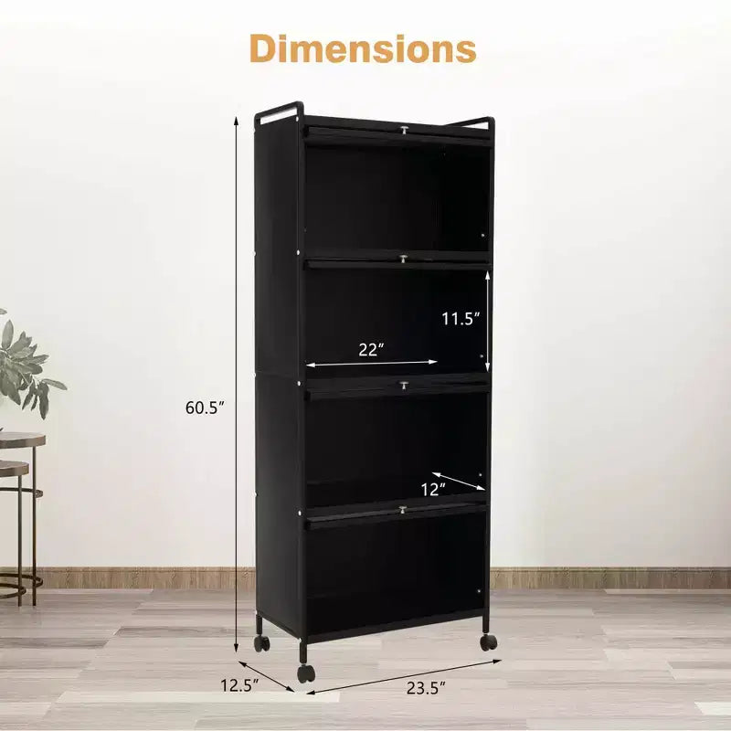 Meuble de cuisine à 5 niveaux Costway avec étagère de rangement, chariot à micro-ondes mobile et portes relevables (blanc/noir/gris/vert)