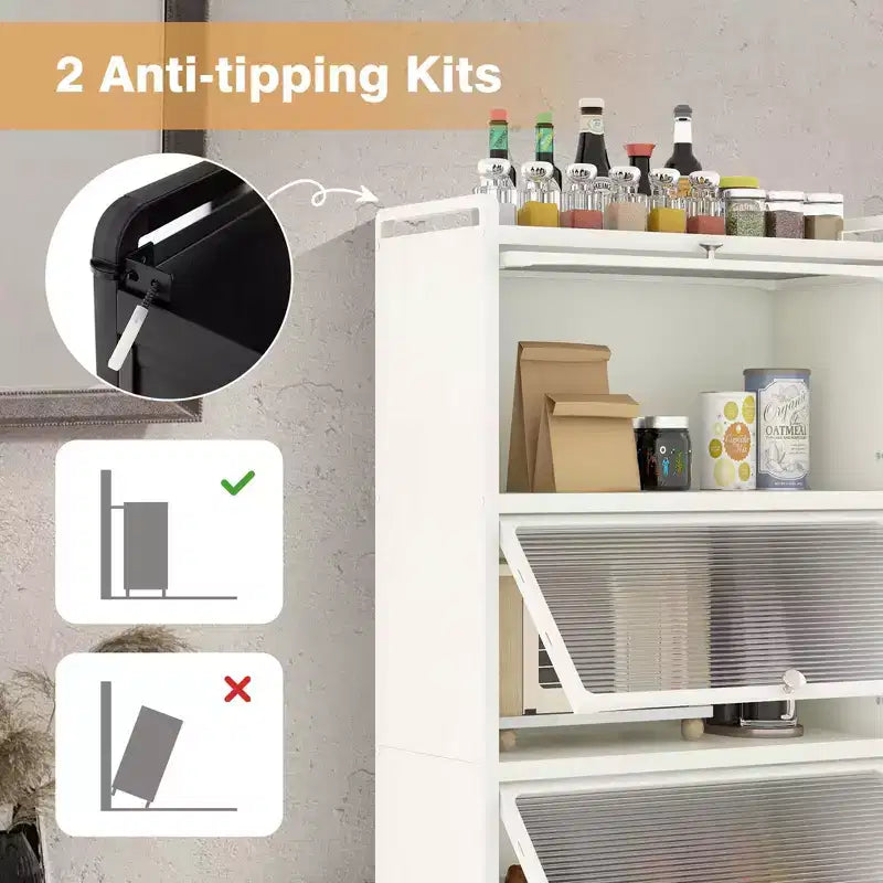 Meuble de cuisine à 5 niveaux Costway avec étagère de rangement, chariot à micro-ondes mobile et portes relevables (blanc/noir/gris/vert)