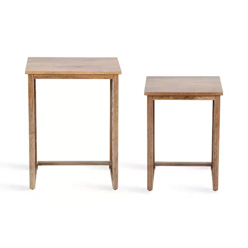 Tables gigognes en bois Karni de Kate and Laurel, 2 pièces, naturel