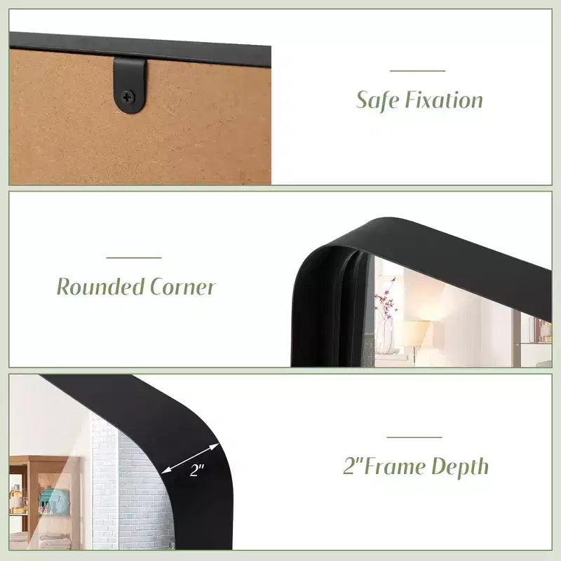 Costway Miroir de salle de bain mural rectangulaire 61X41cm/91X61cm/76X56cm, orientation verticale ou horizontale