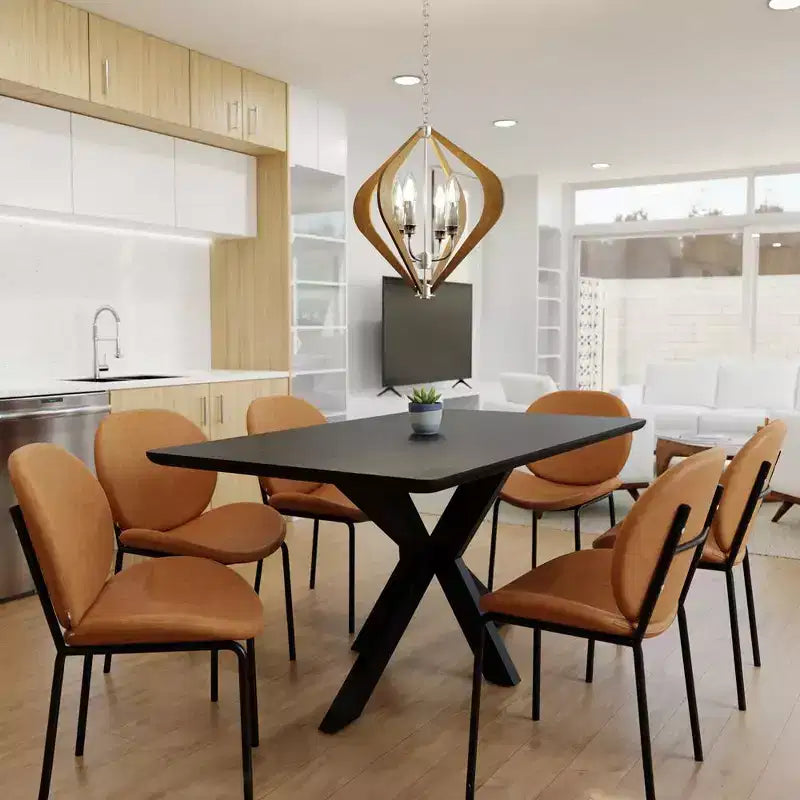 Chaise de salle à manger moderne LeisureMod Servos – Siège en cuir synthétique rembourré avec dossier incurvé et pieds en métal, confortable pour cuisine, salle à manger, café