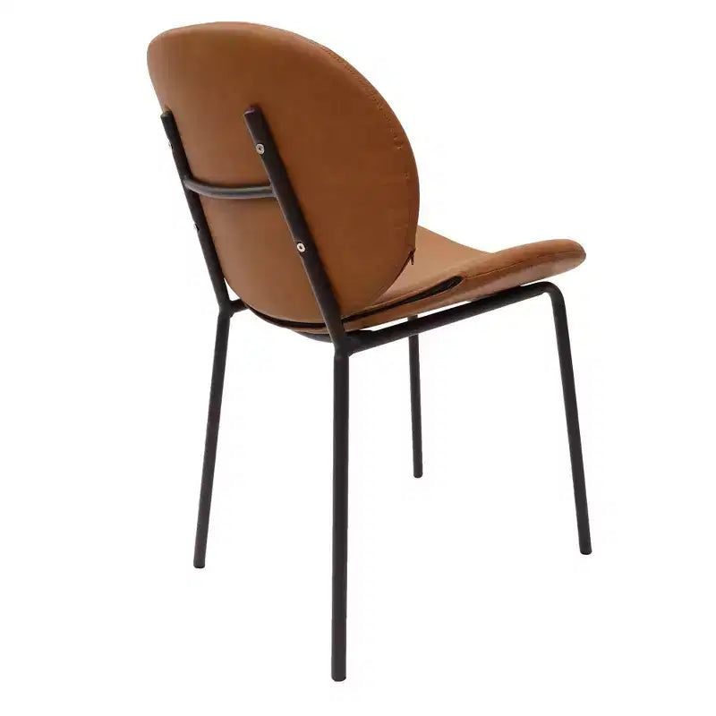 Chaise de salle à manger moderne LeisureMod Servos – Siège en cuir synthétique rembourré avec dossier incurvé et pieds en métal, confortable pour cuisine, salle à manger, café