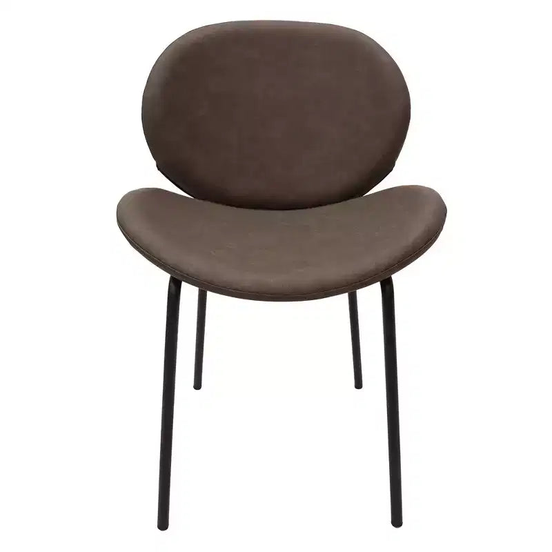 Chaise de salle à manger moderne LeisureMod Servos – Siège en cuir synthétique rembourré avec dossier incurvé et pieds en métal, confortable pour cuisine, salle à manger, café