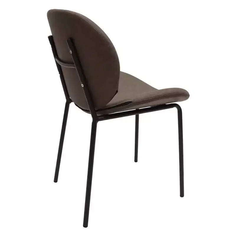 Chaise de salle à manger moderne LeisureMod Servos – Siège en cuir synthétique rembourré avec dossier incurvé et pieds en métal, confortable pour cuisine, salle à manger, café