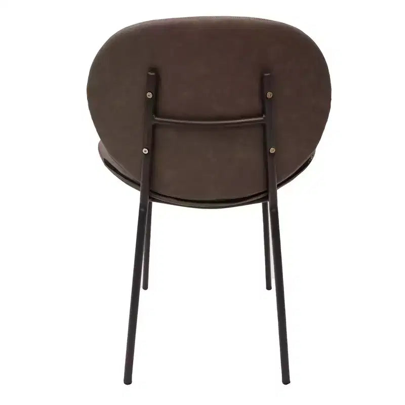 Chaise de salle à manger moderne LeisureMod Servos – Siège en cuir synthétique rembourré avec dossier incurvé et pieds en métal, confortable pour cuisine, salle à manger, café