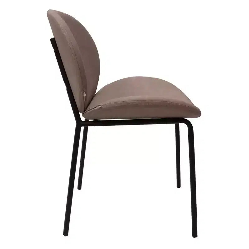 Chaise de salle à manger moderne LeisureMod Servos – Siège en cuir synthétique rembourré avec dossier incurvé et pieds en métal, confortable pour cuisine, salle à manger, café