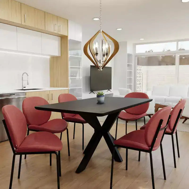 Chaise de salle à manger moderne LeisureMod Servos – Siège en cuir synthétique rembourré avec dossier incurvé et pieds en métal, confortable pour cuisine, salle à manger, café