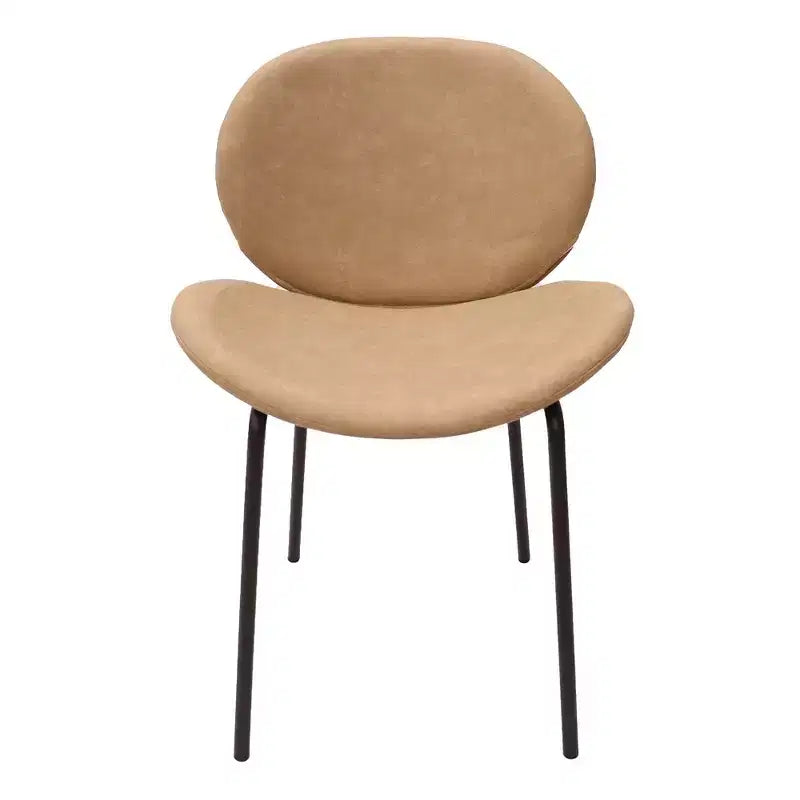 Chaise de salle à manger moderne LeisureMod Servos – Siège en cuir synthétique rembourré avec dossier incurvé et pieds en métal, confortable pour cuisine, salle à manger, café
