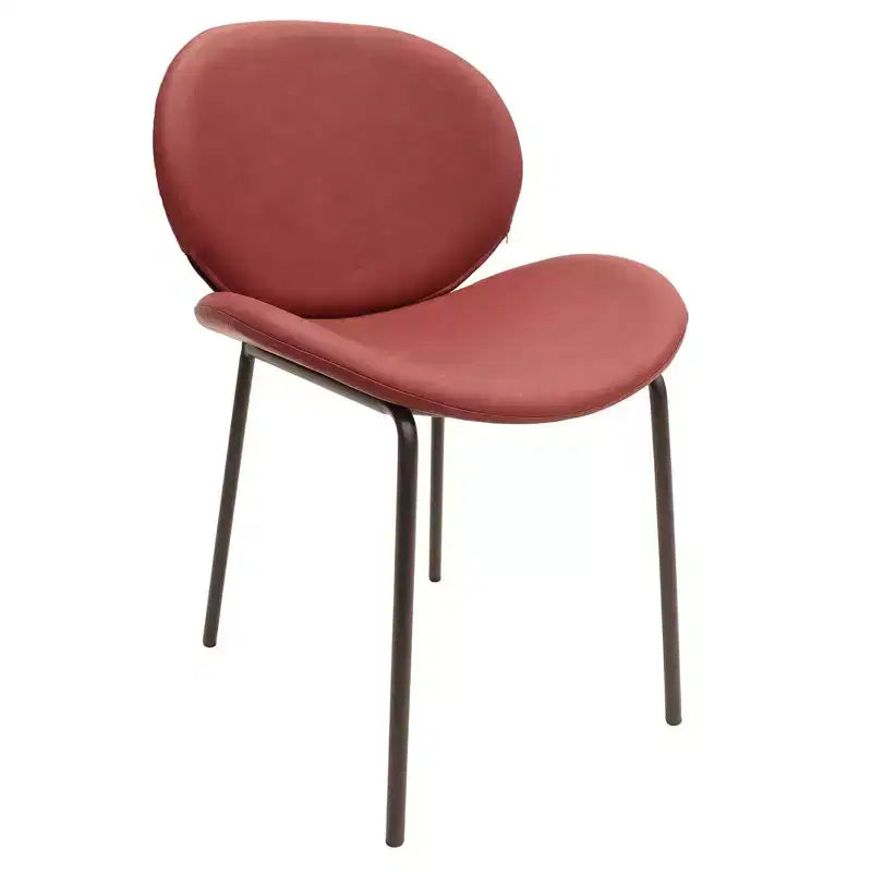 LeisureMod Servos Modern Dining Chair  Upholstered PU Leather Seat with Curved Back and Metal Legs, Comfortable Kitchen, Dining Room, Cafe