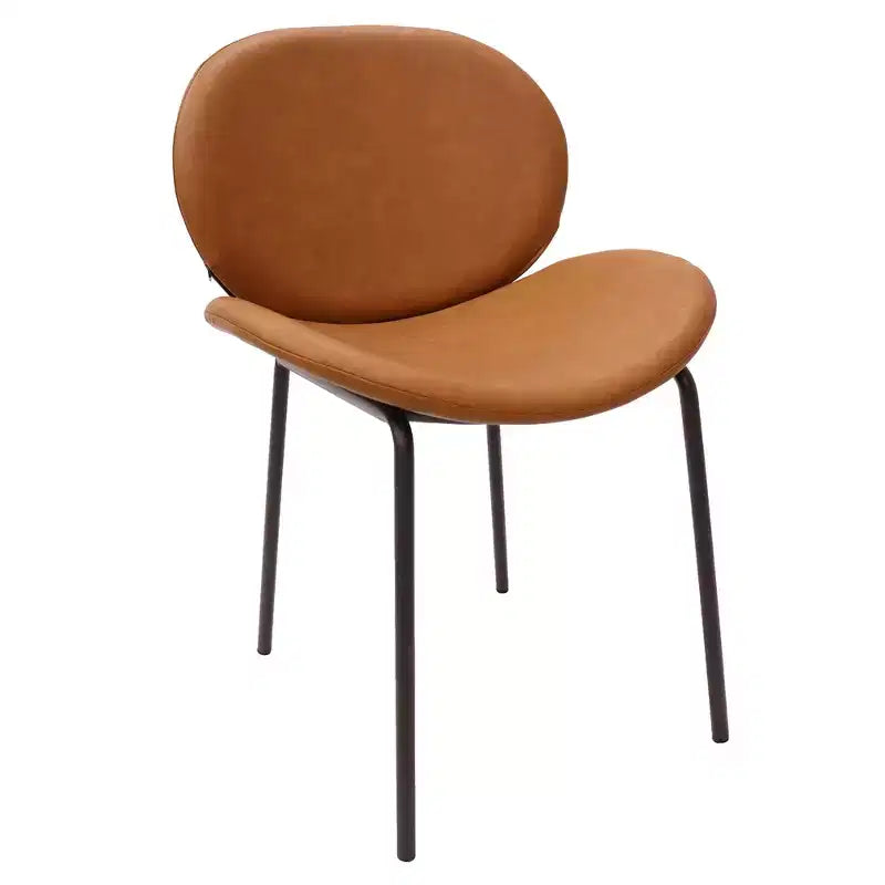Chaise de salle à manger moderne LeisureMod Servos – Siège en cuir synthétique rembourré avec dossier incurvé et pieds en métal, confortable pour cuisine, salle à manger, café