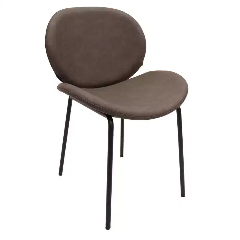 Chaise de salle à manger moderne LeisureMod Servos – Siège en cuir synthétique rembourré avec dossier incurvé et pieds en métal, confortable pour cuisine, salle à manger, café
