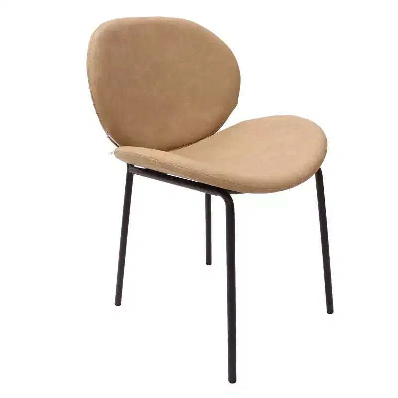 Chaise de salle à manger moderne LeisureMod Servos – Siège en cuir synthétique rembourré avec dossier incurvé et pieds en métal, confortable pour cuisine, salle à manger, café