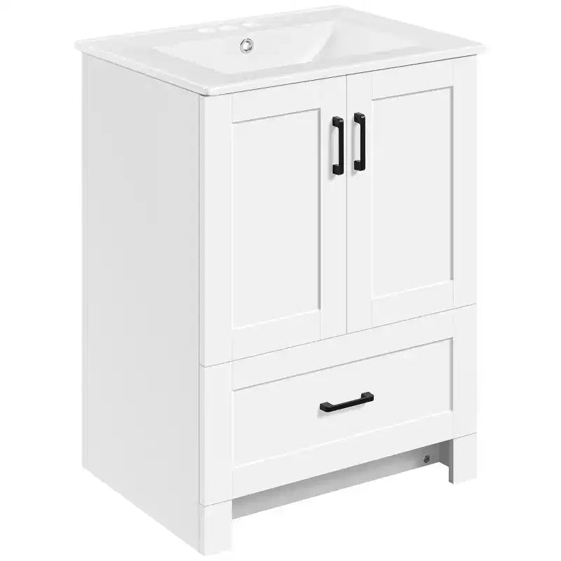 Meuble-lavabo de salle de bain Yaheetech de 86 cm avec lavabo, blanc