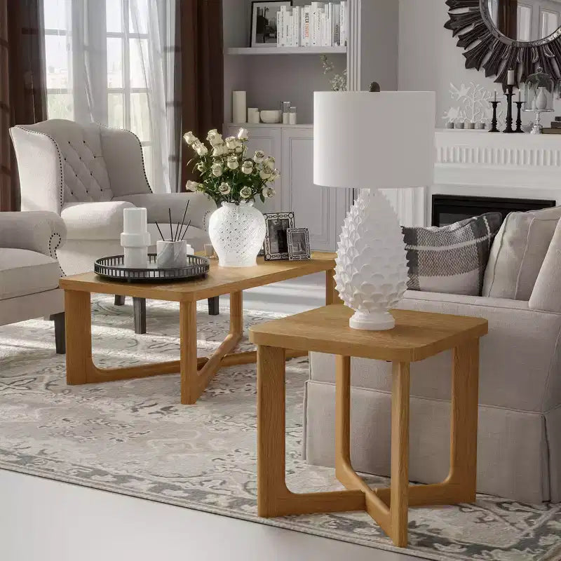Dovelina Table d'appoint rectangulaire effet bois pour salon Petite table de bout