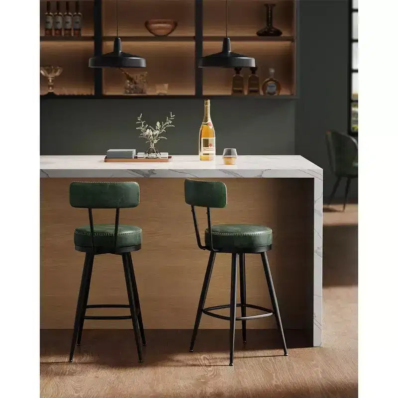 VASAGLE Collection EKHO - Lot de 2 tabourets de bar, tabourets de bar pivotants hauteur comptoir avec dossier, cuir synthétique avec surpiqûres