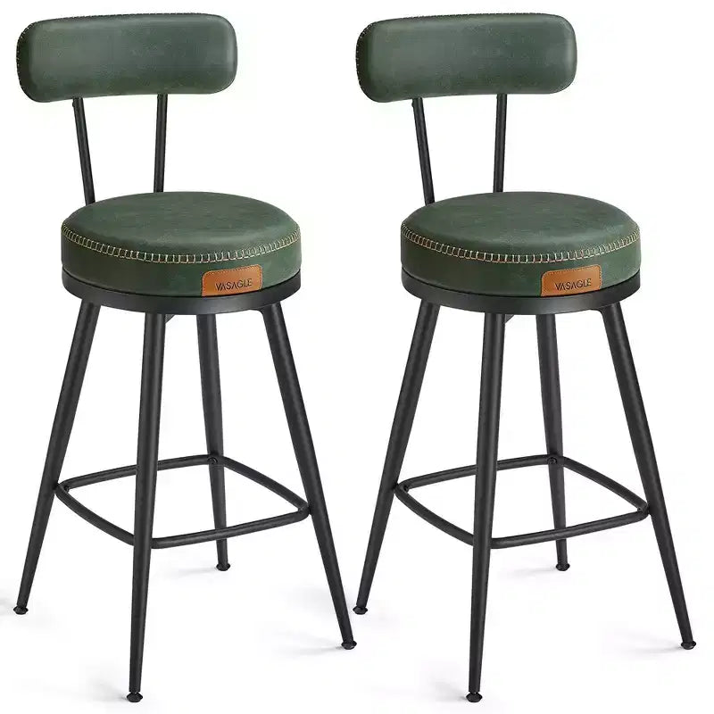 VASAGLE Collection EKHO - Lot de 2 tabourets de bar, tabourets de bar pivotants hauteur comptoir avec dossier, cuir synthétique avec surpiqûres