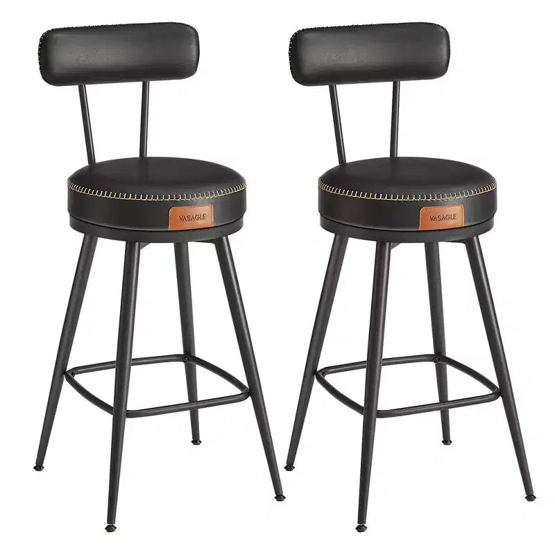 VASAGLE Collection EKHO - Lot de 2 tabourets de bar, tabourets de bar pivotants hauteur comptoir avec dossier, cuir synthétique avec surpiqûres