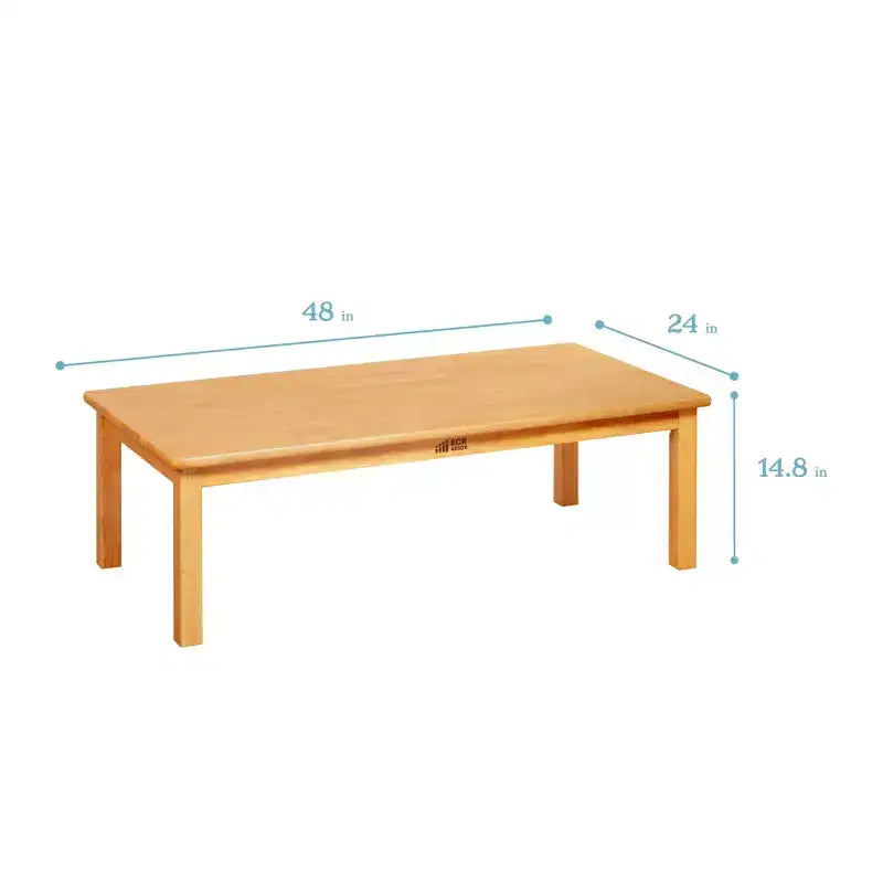 Table en bois dur ECR4Kids avec pieds de 35,5 cm, mobilier pour enfants, miel