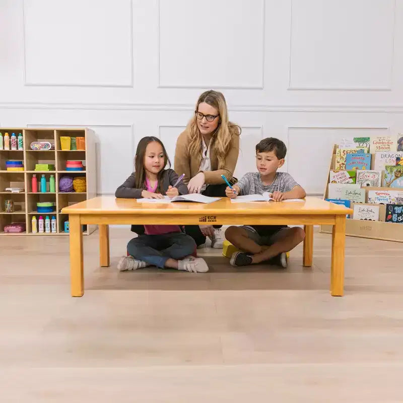 Table en bois dur ECR4Kids avec pieds de 35,5 cm, mobilier pour enfants, miel