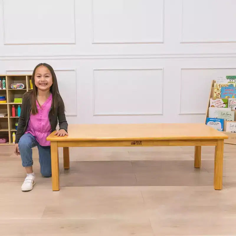 Table en bois dur ECR4Kids avec pieds de 35,5 cm, mobilier pour enfants, miel