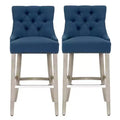 WestinTrends 29 Linen Tufted Buttons Upholstered Wingback Bar Stool (Set of 2), Tea