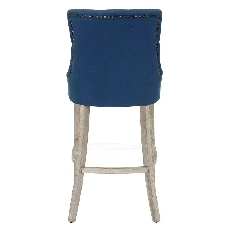 WestinTrends 29 Tabouret de bar à dossier ailé capitonné en lin (lot de 2), Thé