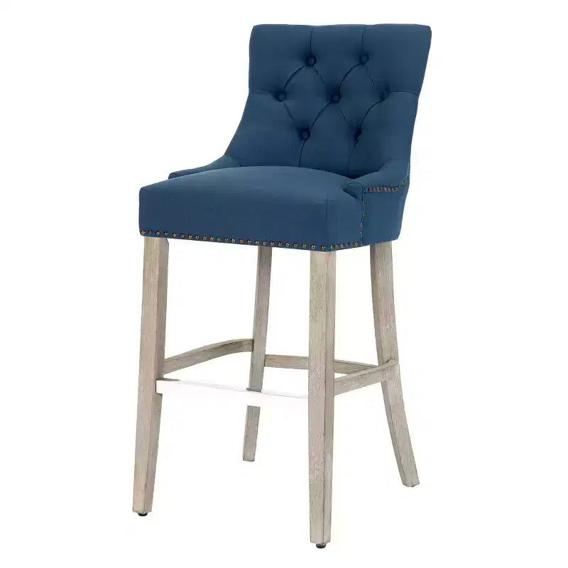 WestinTrends 29 Tabouret de bar à dossier ailé capitonné en lin (lot de 2), Thé