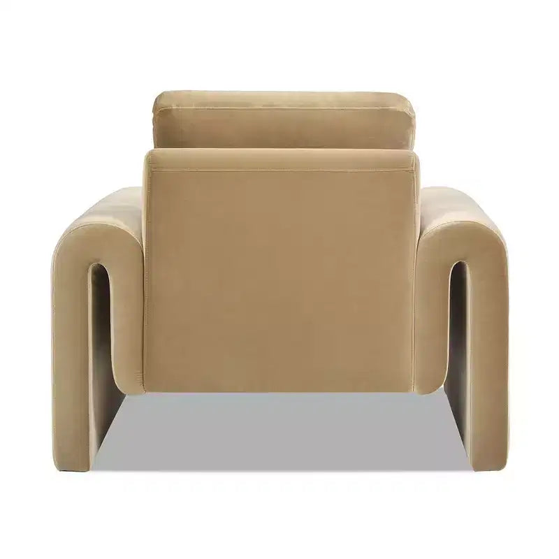 Fauteuil Mason 40 à dossier arqué, Velours Performance Beige Chameau