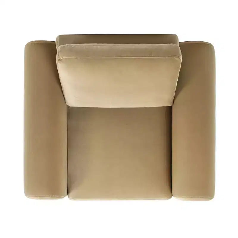 Fauteuil Mason 40 à dossier arqué, Velours Performance Beige Chameau