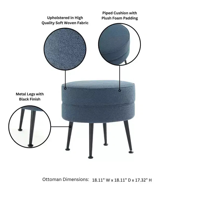 Pouf rembourré en mélange de polyester tissé Bailey Manhattan Comfort