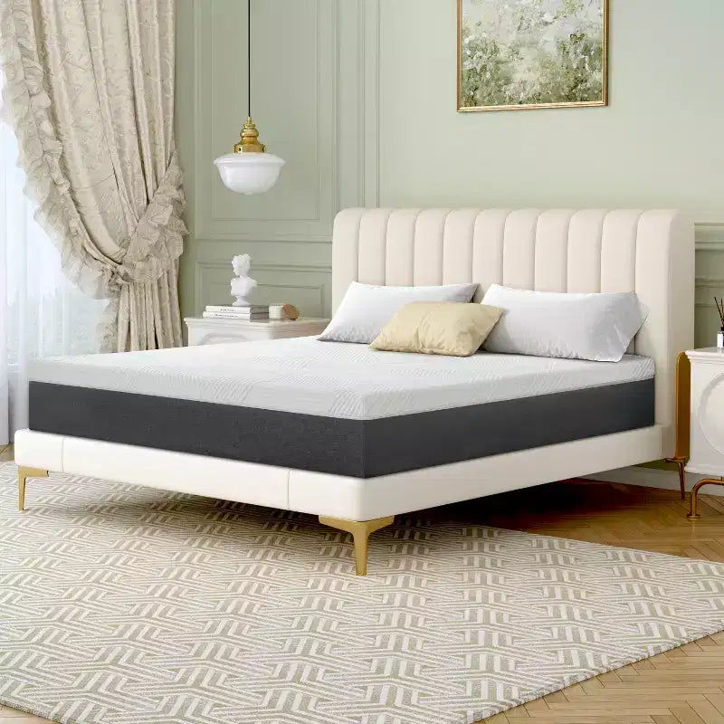Matelas en mousse à mémoire de forme au gel rafraîchissant Wuleitex de 10 pouces, blanc, toucher moyen, sans fibre de verre, matériau de sécurité certifié