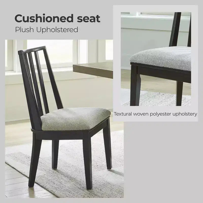 Signature Design by Ashley Galliden – Chaises de salle à manger à dossier incurvé (lot de 2), noires