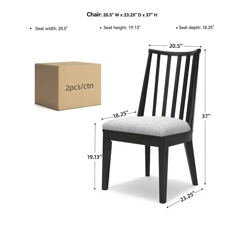 Signature Design by Ashley Galliden – Chaises de salle à manger à dossier incurvé (lot de 2), noires