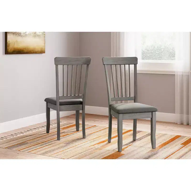 Signature Design by Ashley Shullden, chaise de salle à manger décontractée avec dossier à barreaux, lot de 2, gris