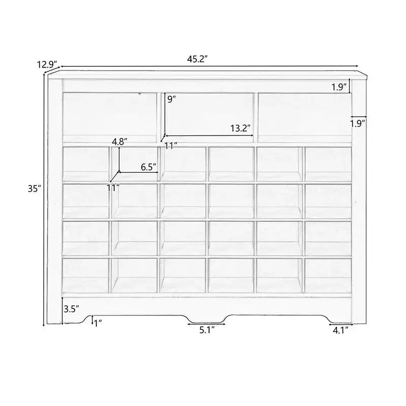 Meuble à chaussures avec base incurvée Grande capacité Meuble à chaussures autonome avec 24 compartiments Organisateur en bois pour entrée, chambre, salon