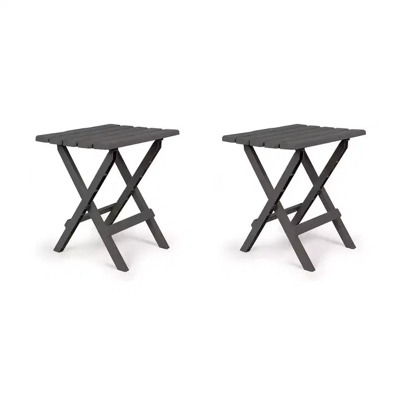 Camco Large Adirondack Weatherproof, Portable and Folding Furniture Table Ideal for Beach, Camping, Picnics, Cookouts, and More, Charcoal (2 Pack)