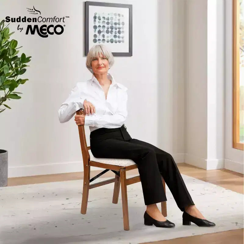 Chaise pliante rembourrée Espresso, assise en tissu de laine — Lot de 4