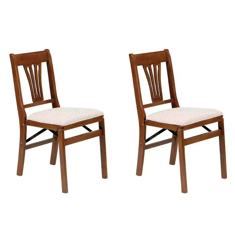 Chaise pliante rembourrée Espresso, assise en tissu de laine — Lot de 4