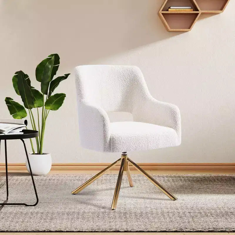 Fauteuil pivotant Genevieve de style moderne du milieu du siècle, avec revêtement en bouclé, par WestinTrends