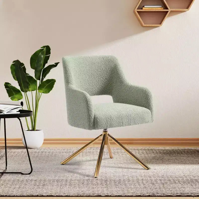 Fauteuil pivotant Genevieve de style moderne du milieu du siècle, avec revêtement en bouclé, par WestinTrends