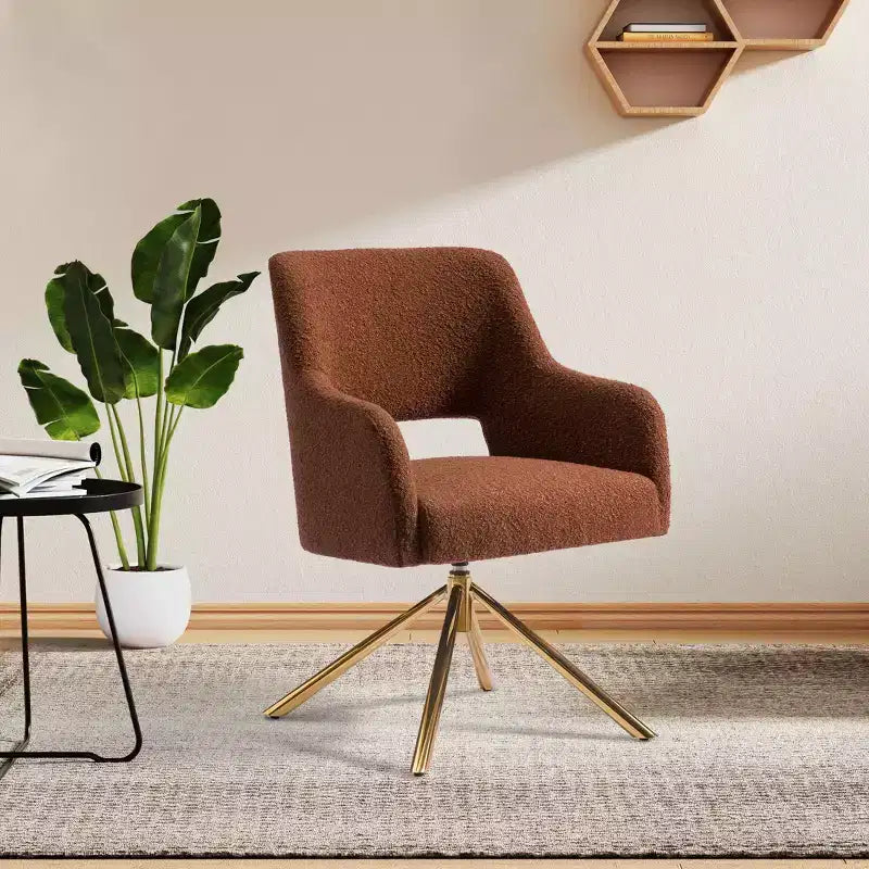 Fauteuil pivotant Genevieve de style moderne du milieu du siècle, avec revêtement en bouclé, par WestinTrends