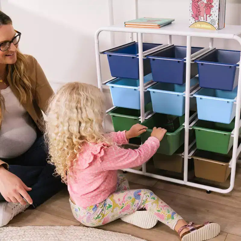 Étagère de rangement à 5 niveaux ECR4Kids avec 15 bacs de rangement, 5x3, organisation polyvalente