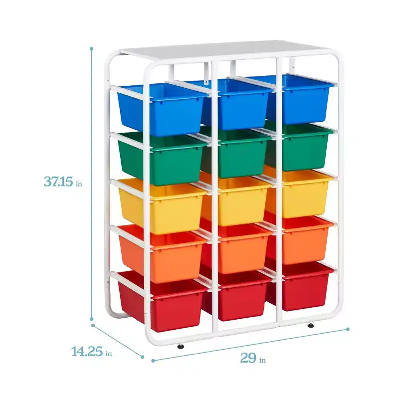 Étagère de rangement à 5 niveaux ECR4Kids avec 15 bacs de rangement, 5x3, organisation polyvalente