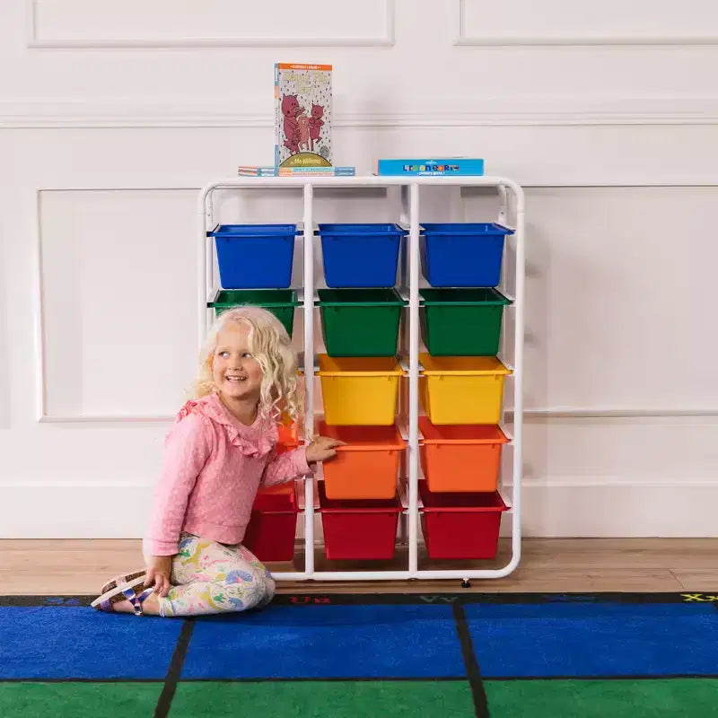 Étagère de rangement à 5 niveaux ECR4Kids avec 15 bacs de rangement, 5x3, organisation polyvalente