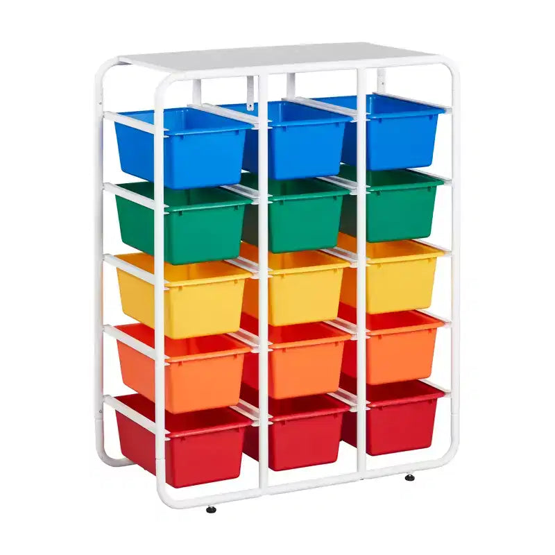 Étagère de rangement à 5 niveaux ECR4Kids avec 15 bacs de rangement, 5x3, organisation polyvalente