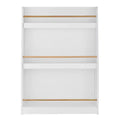 Danya B Steiner White 3-Tier Kids Book or Magazine Storage Freestanding Bookcase with Contrasting Wood-Toned Rods