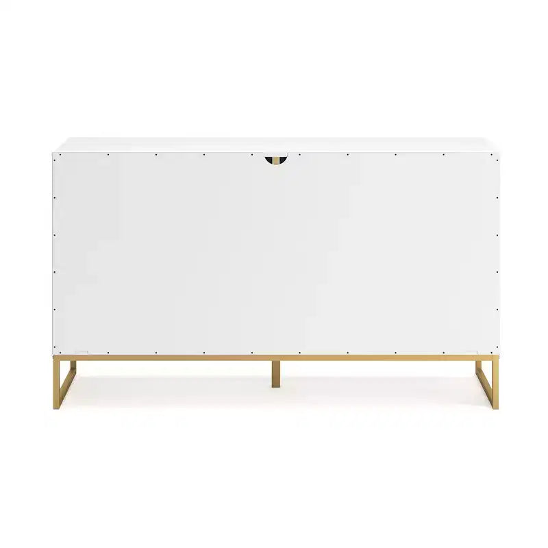 Commode 6 tiroirs Ashley Socalle Signature Design, Blanc avec ferrures dorées, Style chic moderne