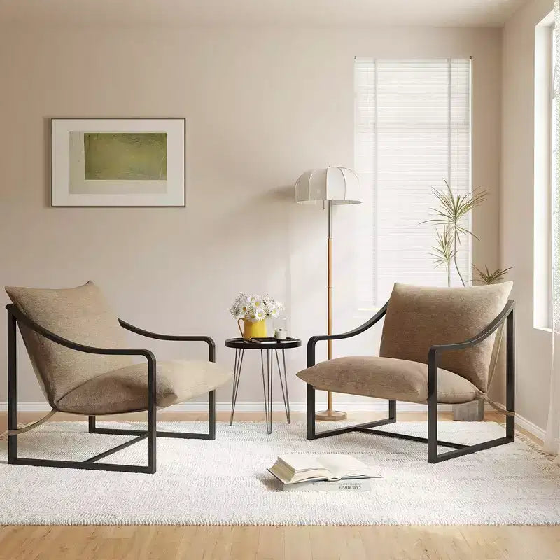 Whizmax Fauteuil d'appoint inclinable moderne du milieu du siècle, chaises de salon en tissu avec cadre en métal robuste, fauteuil de lecture pour salon chambre à coucher