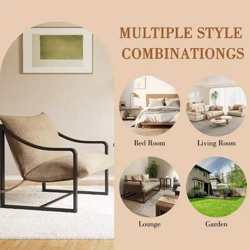 Whizmax Fauteuil d'appoint inclinable moderne du milieu du siècle, chaises de salon en tissu avec cadre en métal robuste, fauteuil de lecture pour salon chambre à coucher