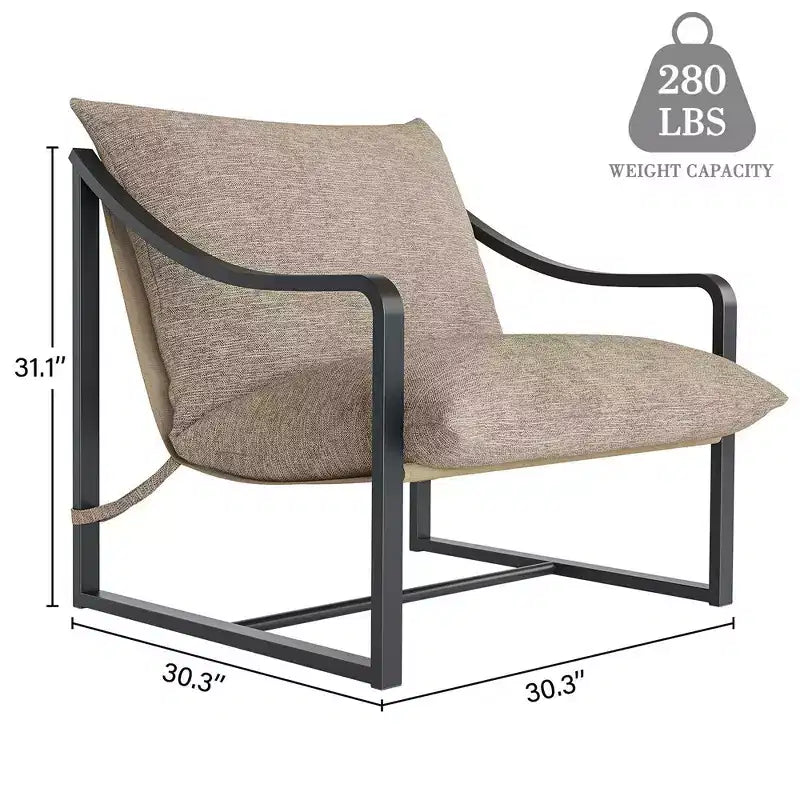 Whizmax Fauteuil d'appoint inclinable moderne du milieu du siècle, chaises de salon en tissu avec cadre en métal robuste, fauteuil de lecture pour salon chambre à coucher
